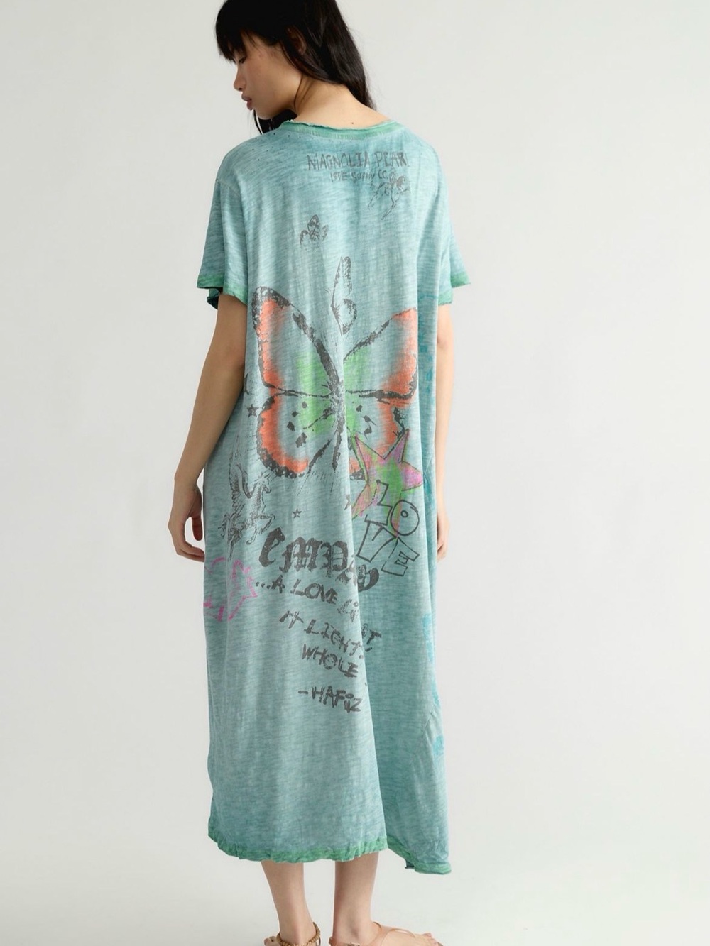 Magnolia Pearl Teal Midi Dress with Roaring Tiger Graphic and Pink Tongue - Picture 3 of 6